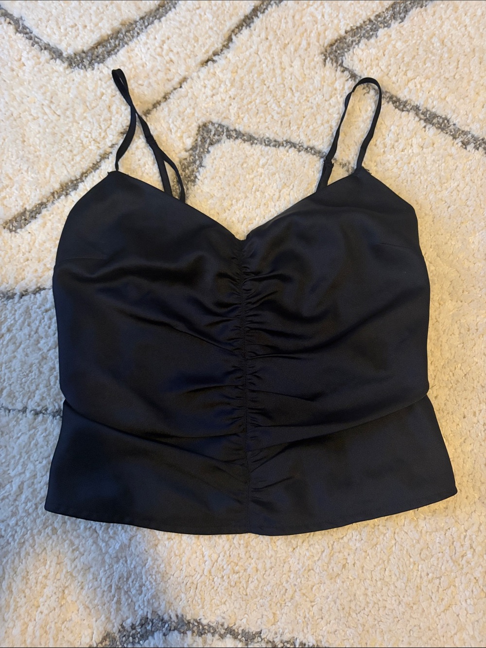 Abercrombie & Fitch Black Ruched Satin Cami Top - Women